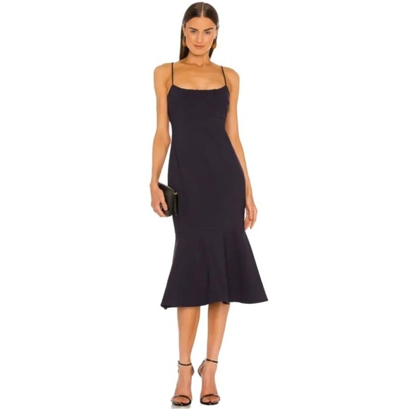 LIKELY PRINA RUCHED FLOUNCE SLEEVELESS MIDI DRESS IN‎ BLACK NWT WOMEN'S SIZE 6 - Picture 1 of 16